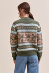 Floral Knit Sweater - Olive