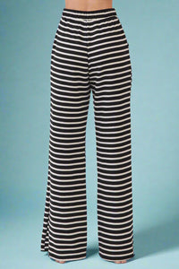 Striped Wide-Leg Pants - Black