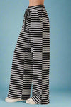 Striped Wide-Leg Pants - Black