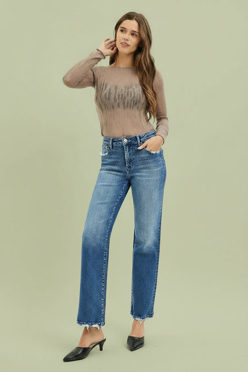 Tummy Control High Rise Ankle Straight R01