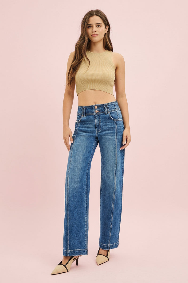 Mid Rise Fit Wide Baggy Jeans R07