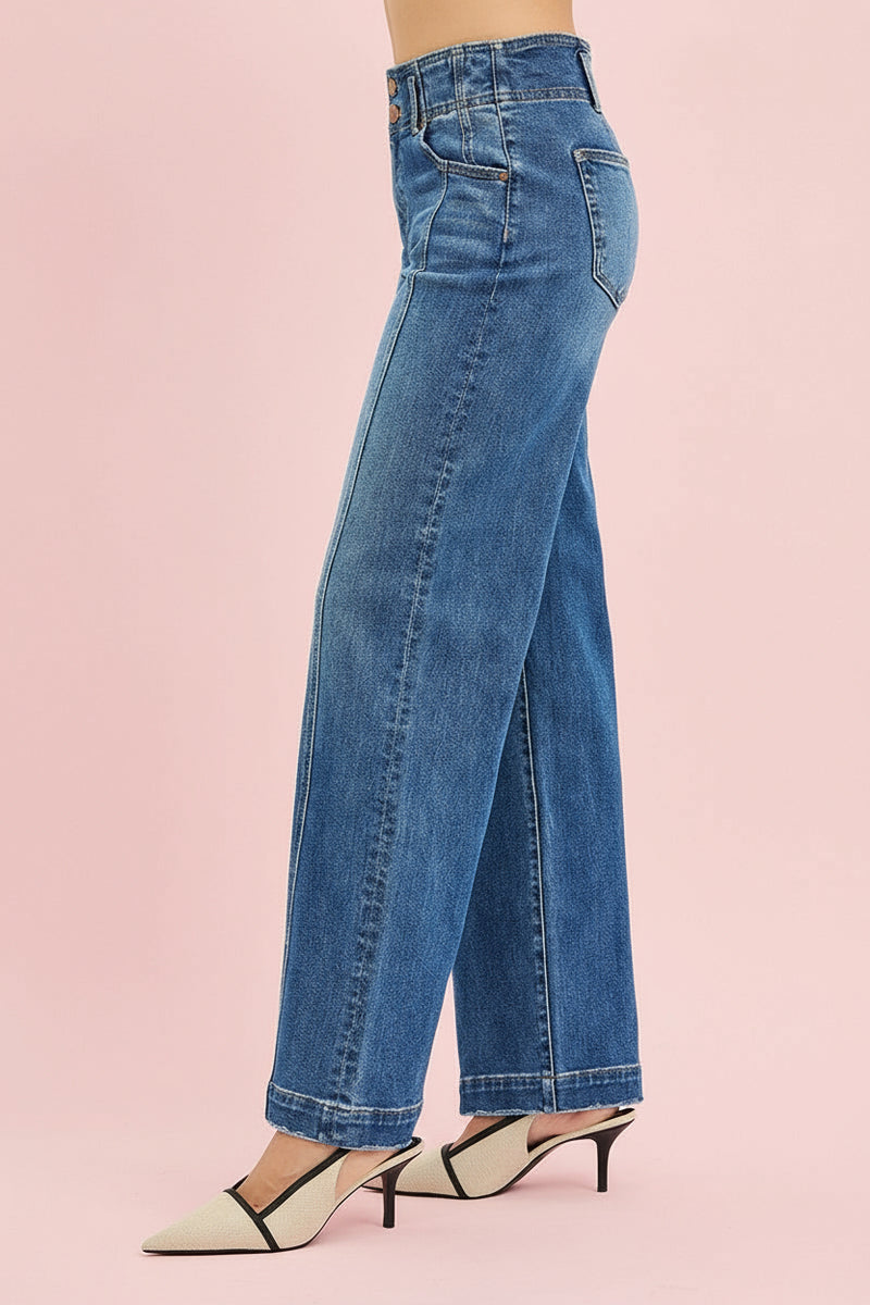Mid Rise Fit Wide Baggy Jeans R07