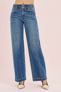 Mid Rise Fit Wide Baggy Jeans R07
