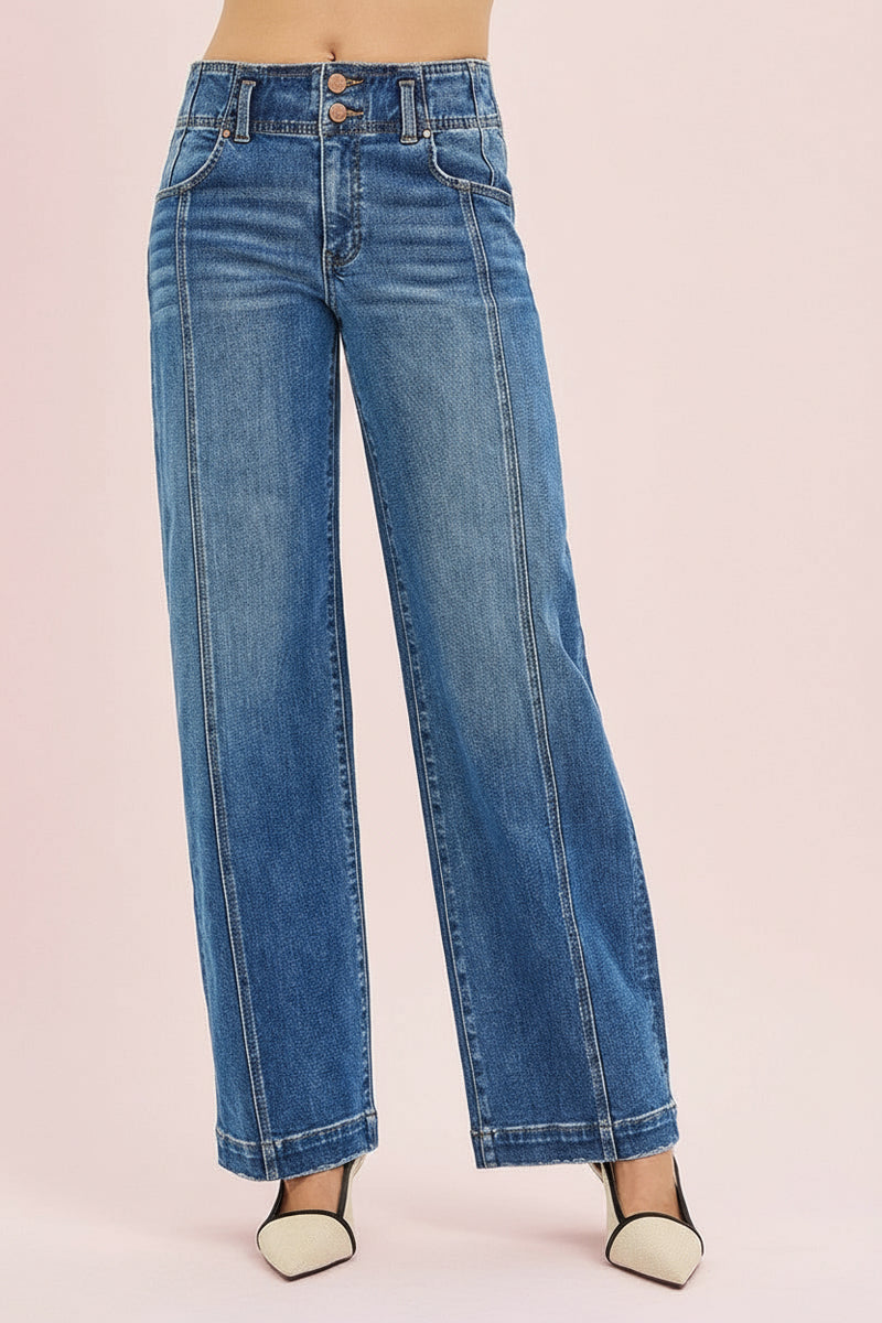 Mid Rise Fit Wide Baggy Jeans R07