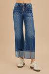 High Rise Crop Wide Straight Cuffed Jeans R16