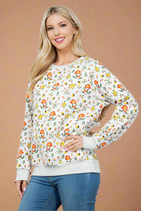 Floral & Mushroom Sweatshirt - Grey