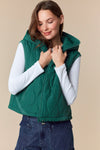 Solid Wavy Quilted Puffer Vest