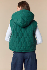 Solid Wavy Quilted Puffer Vest