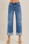 Slouchy Crop Wide Seam Detailed Jeans R18