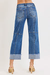 Slouchy Crop Wide Seam Detailed Jeans R18