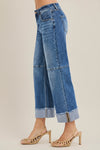 Slouchy Crop Wide Seam Detailed Jeans R18