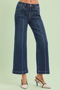Mid Rise Crop Wide Front Seamed Jeans R06