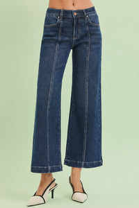 Mid Rise Crop Wide Front Seamed Jeans R06
