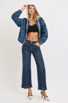 Mid Rise Crop Wide Front Seamed Jeans R06