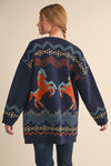 Western Motif Cardigan - Navy
