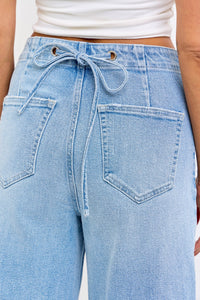 High Rise Back Lace Wide Leg C263