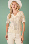 Chevron Knit Top With Scallop Neckline