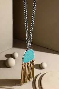 Ball Bead Necklace with Pendant & Accent Tassel