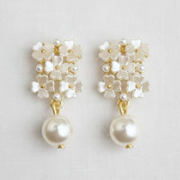 Floral Pearl Drop Earrings with Vintage Charm