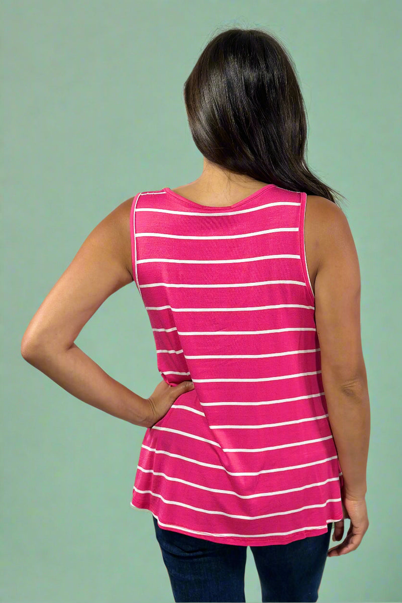 Striped Tank - Fuchsia