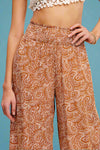 Boho Paisley Print Wide Leg Pant - Caramel