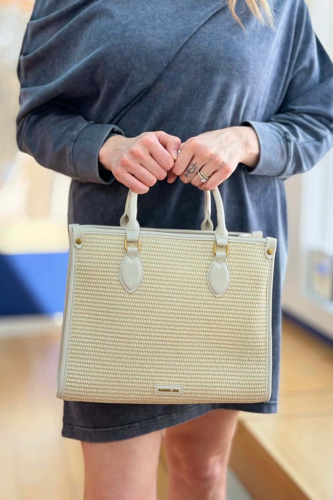 Rachel Zoe Straw Satchel Bag