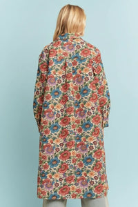 Boho Floral Jacquard Long Shirt Jacket