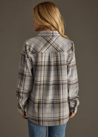 Gray, Charcoal & Yellow Plaid Button Up