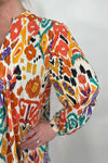 Babydoll Multi Print Dress - Orange