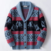 Southwestern Aztec Knit Sweater - Blue