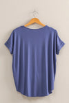 Short Sleeve Surplice Top - Dusty Indigo