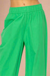 Poplin High Waist Pants - Green