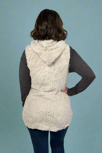 Hooded Cable Fleece Vest - Cream