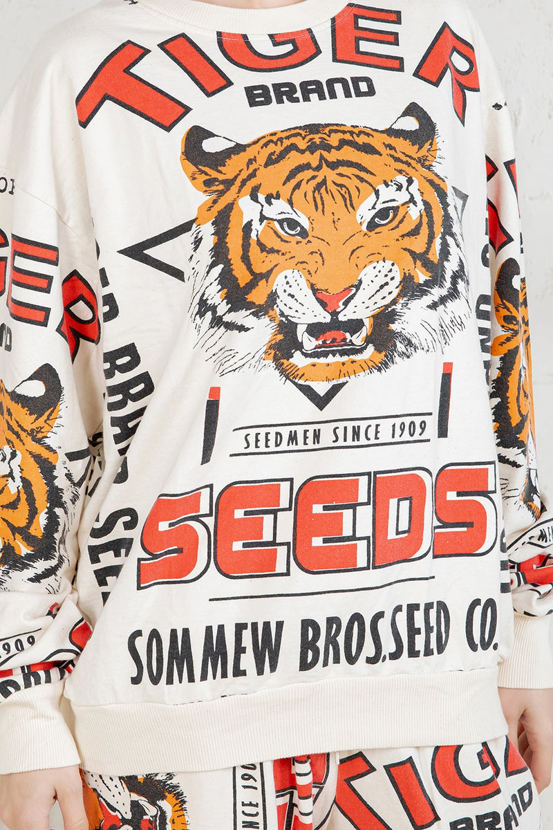 Bold Graphic Cotton Sweatshirt - Tiger