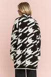 Giant Houndstooth Oversized Cardigan - Black