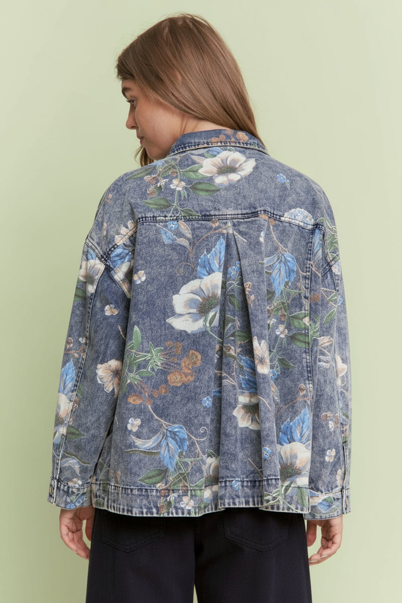 Floral Print Denim Jacket