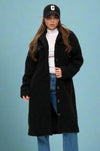 Diamond Sherpa Duster Coat - Black