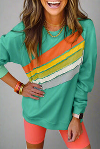 Rainbow Colorblock Sweatshirt - Mint Green