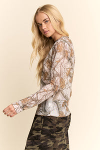 Tree Camo Mesh Top - White