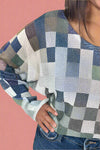 Round Knit Long Sleeve - Olive Checks