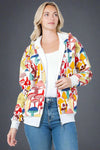 Whimsical Mushroom Zipper Hoodie - Grey