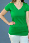 Women's Cotton V-Neck Tee - Green