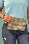 Woven Three Compartment Crossbody Bag - Pewter