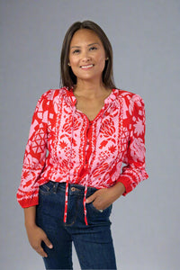Floral Print Pink & Red Top