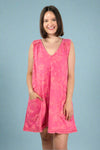 Floral French Terry Mini Dress - Pink