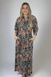 Midnight Palm Tree Button Down Dress Orange