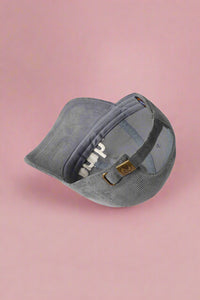 Bruh Embroidered Corduroy Cap - Grey