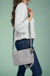 Judith Whipstitch Trim Shoulder Bag - Grey