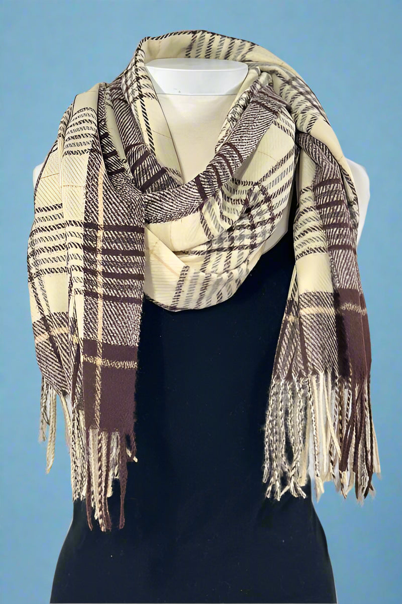 Cozy Plaid Tassel Scarf