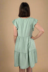 Flutter Sleeve Tencel Dress Sage